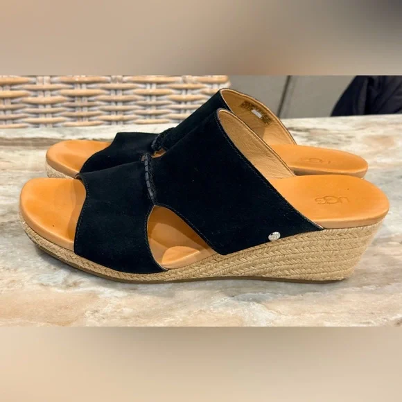 Women’s UGG Eirene black wedge sandals- Size 12 - Picture 3 of 8